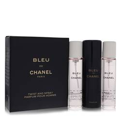 Bleu De Chanel Cologne by Chanel 3  x 0.7 oz Mini Eau De Parfum Spray + 2 Refills