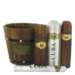 Cuba Gold Cologne by Fragluxe Gift Set - 3.4 oz Eau De Toilette Spray + 1.17 oz Eau De Toilette Spray + 6.7 oz Body Spray + 3.3 oz After Shave