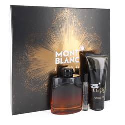 Montblanc Legend Night Cologne by Mont Blanc -- Gift Set - 3.3 oz Eau De Parfum Spray +.25 oz Mini EDP Spray + 3.3 oz After Shave Balm