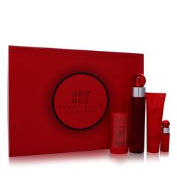 Perry Ellis 360 Red Cologne by Perry Ellis -- Gift Set - 3.4 oz Eau De Toilette Spray + 2.75 Deodorant Stick + 3 oz Shower Gel + .25 Mini EDT Spray