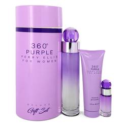 Perry Ellis 360 Purple Perfume by Perry Ellis -- Gift Set - 3.4 oz Eau De Parfum Spray + .25 oz Mini EDP Spray + 3 oz Shower Gel