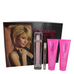 Paris Hilton Heiress Perfume by Paris Hilton -- Gift Set - 3.4 oz Eau De Parfum Spay + .34 oz Mini EDP Pen Spray + 3 oz Body Lotion + 3 oz Shower Gel
