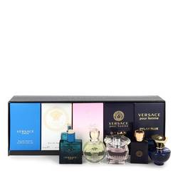 Versace Eros Cologne by Versace -- Gift Set - The Best of Versace Men's and Women's Miniatures Collection Includes Versace Eros, Versace Pour Homme Dylan Blue, Versace Pour Femme Dylan Blue, Bright Crystal and Versace Eros Pour Femme
