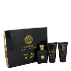 Versace Pour Homme Dylan Blue Cologne by Versace -- Gift Set - 1.7 oz Eau De Toilette Spray + 1.7 oz After Shave Balm + 1.7 oz Shower Gel